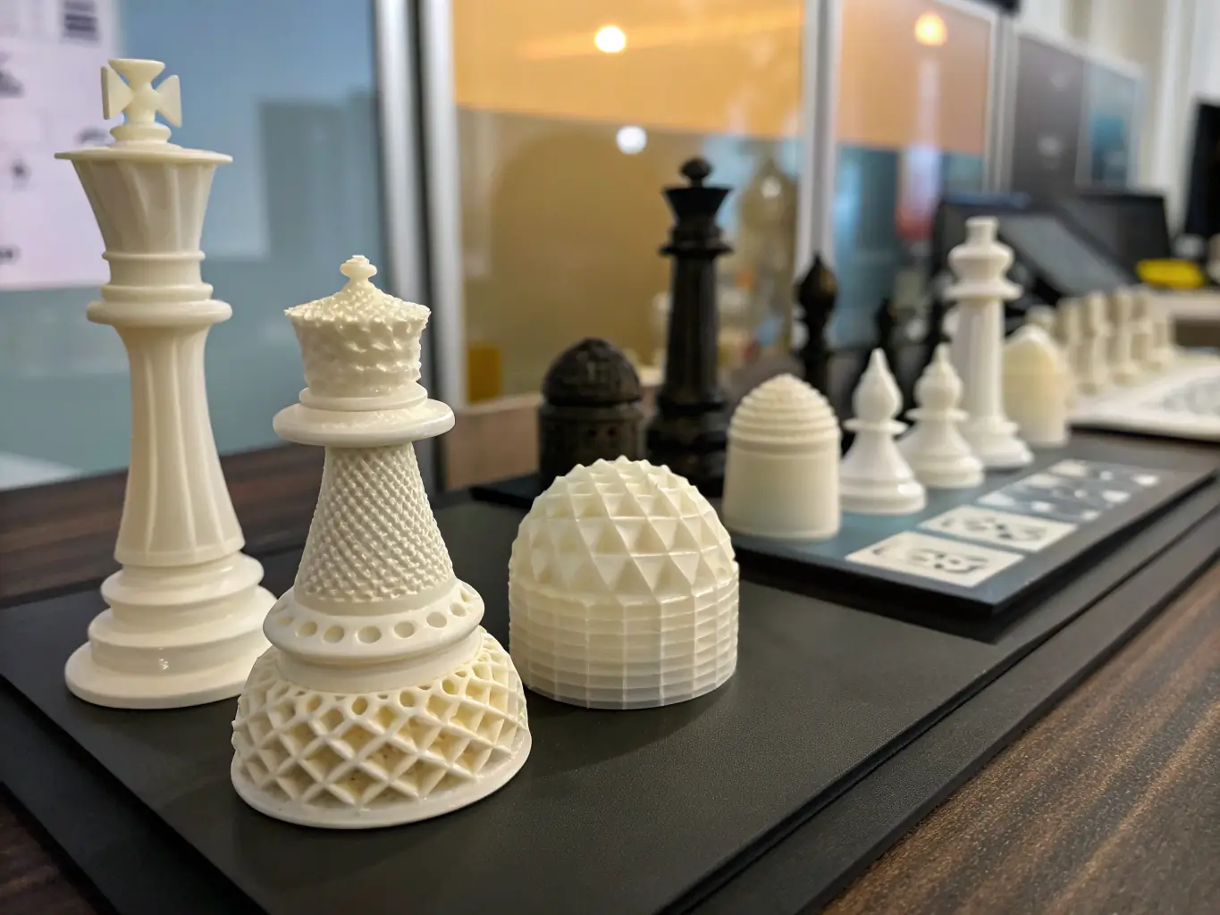 A series of small 3D printed parts assembled into a product, showcasing the small-scale manufacturing capabilities of Gold Coast 3D Printing.